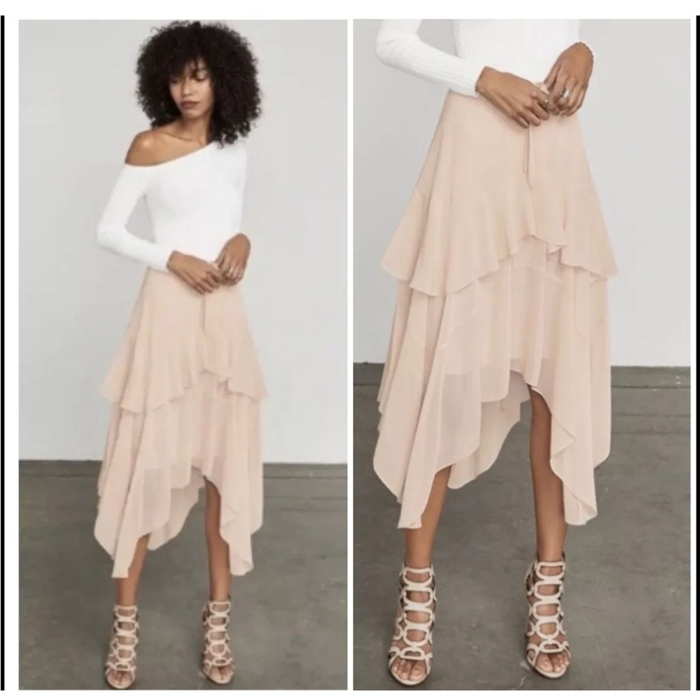 NWT BCBG Boho Asymmetrical  Layered Skirt in Blush